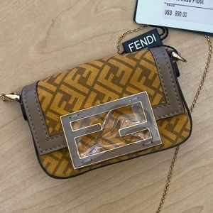 Fendi Nano Baguette Charm Chain Shoulder Bag
